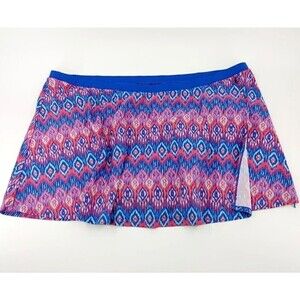 Swimsuits For All Swim Skirt Womens‎ 32 Blue-Pink Ikat Print Skort Summer Beach